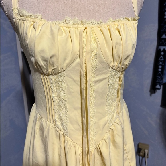 Marthea Yellow Corset Midi Dress Bustier Sundress Cottagecore XS NWT - Picture 5 of 13